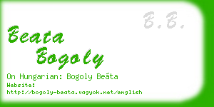 beata bogoly business card